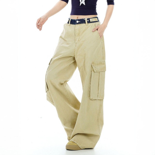 コントラストウエストフラップポケットカーゴパンツ 2col R02849