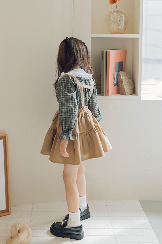 ブルマ付サスペンダーギャザースカート〈Beige〉