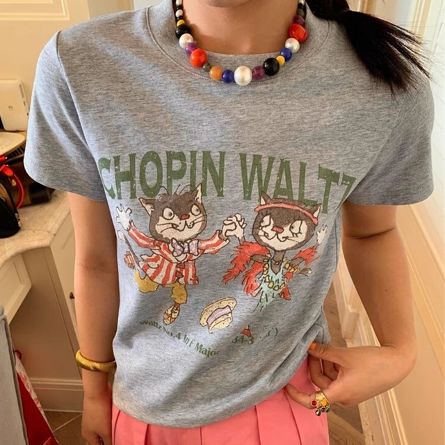 ダンシングキャットTシャツ　R01241