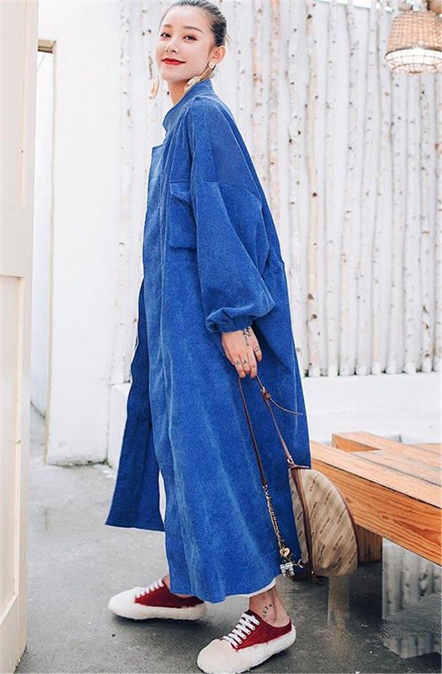 花のように綺麗です 韓国ファッション 中・長セクション 巾着 トレンチコート ドルマンスリーブ