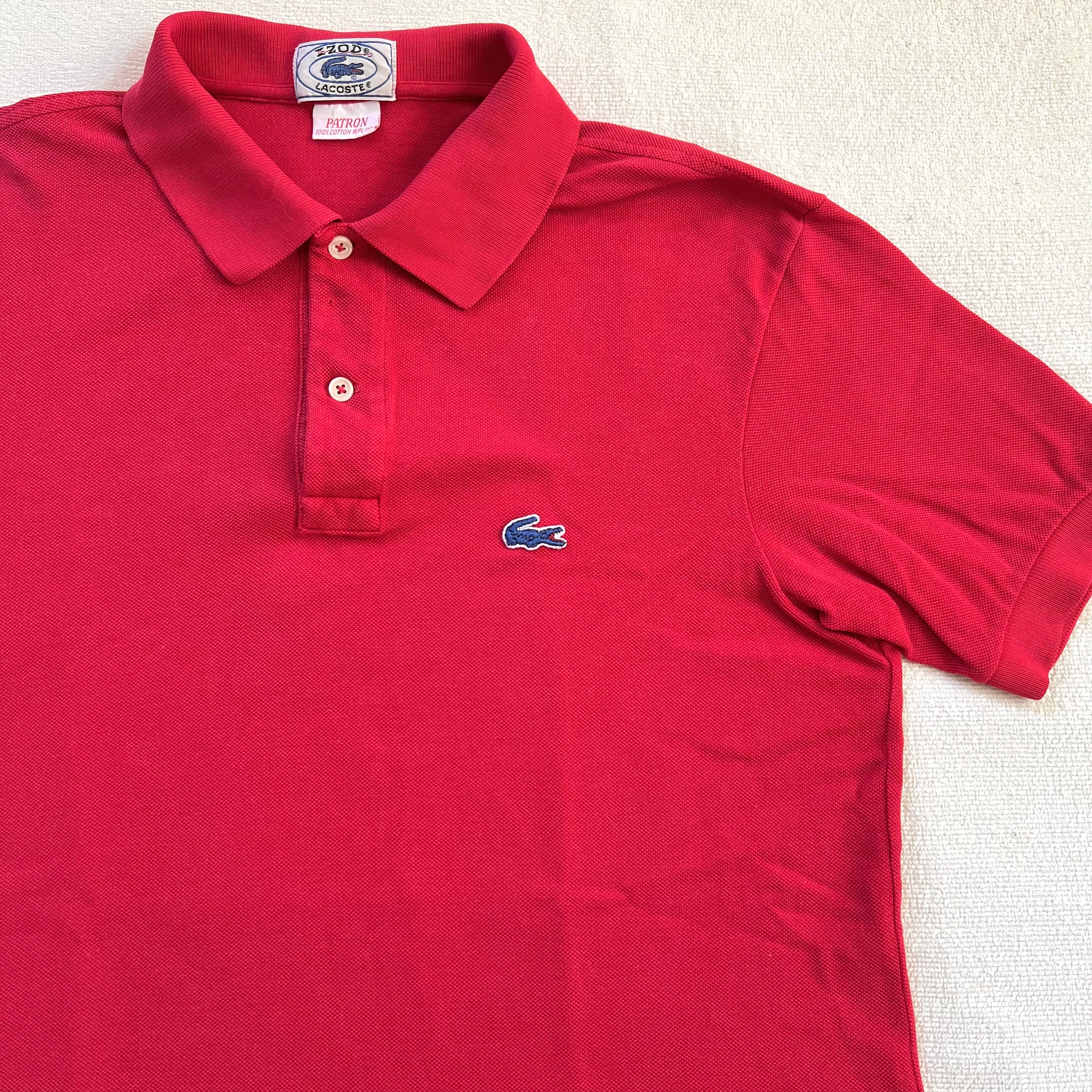 80's LACOSTE ラコステ IZOD アイゾット 青ワニ レッド ヴィンテージ