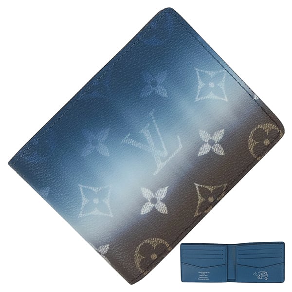 New LOUIS VUITTON ルイヴィトン 財布 ポルトフォイユ スレンダー モノグラム ピグメント ブルー 二つ折り財布 新品