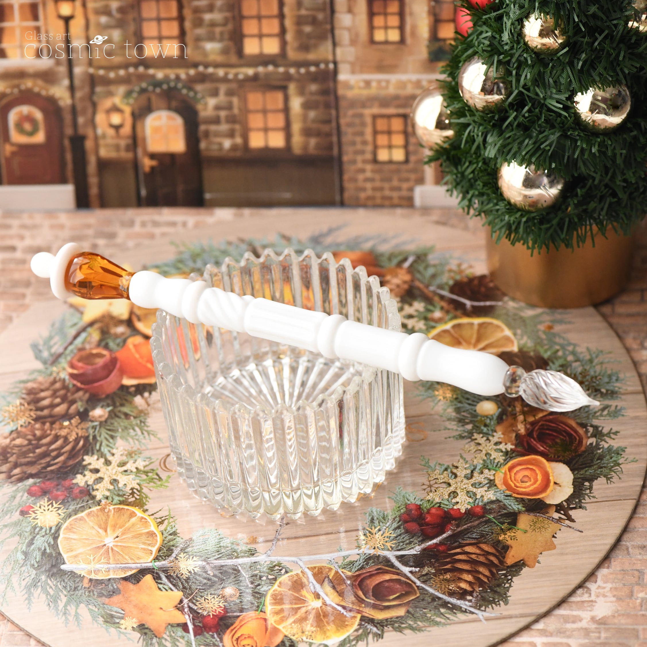 【ホワイト】街灯ガラスペン / ボロシリケイト【cosmic town】251116-4