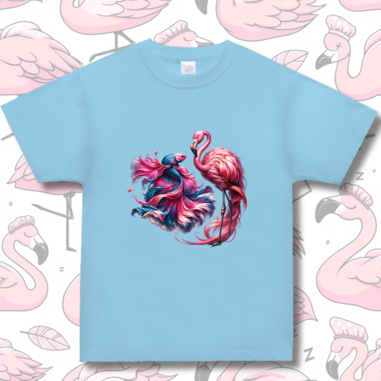 T-shirt -ベタとフラミンゴ 4125