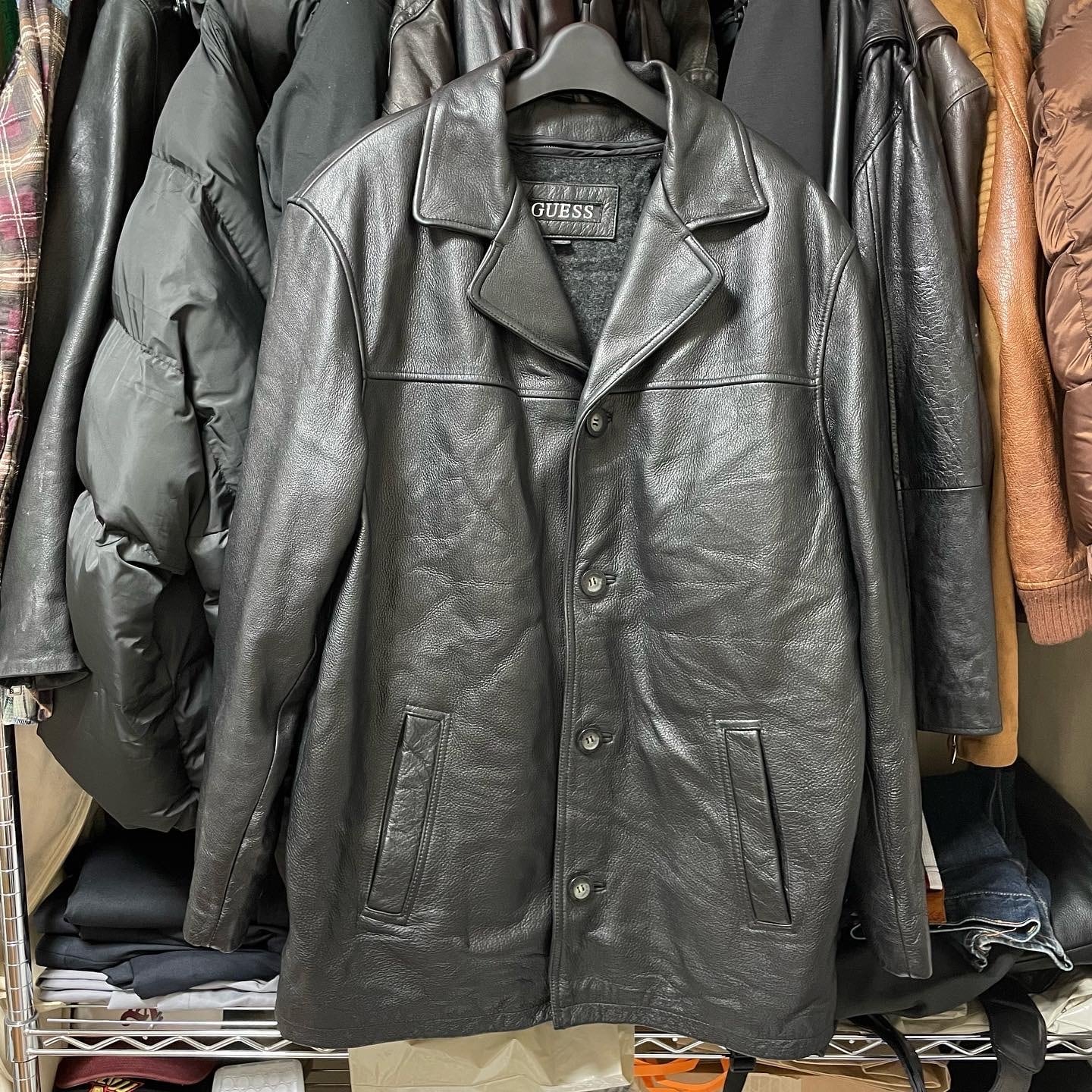 GUESS ゲス レザージャケット レザーコート ライナー付き ブラック M 