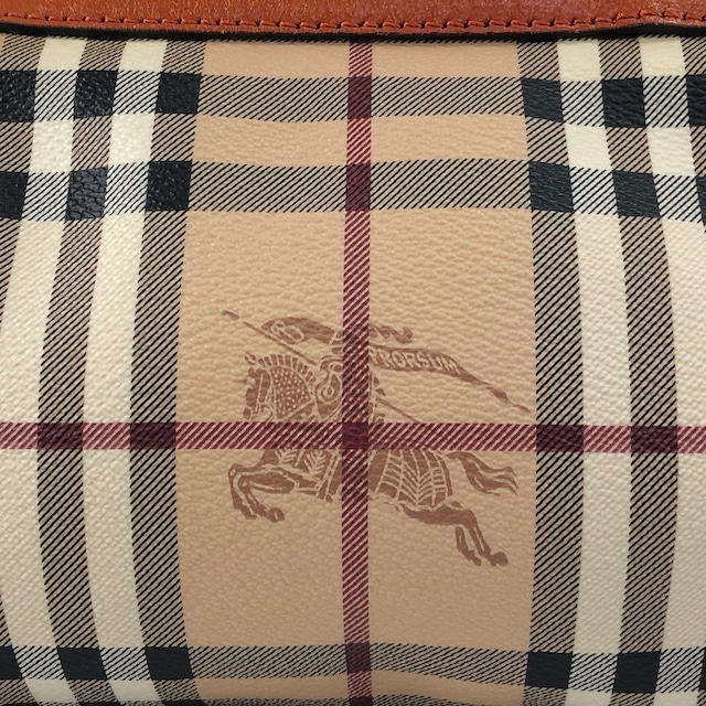 BURBERRY バーバリー ノバチェック ショルダーバッグ ベージュ×オレンジ ロゴ PVCレザー 2WAY ワンショルダー vintage ヴィンテージ オールド 2e2732