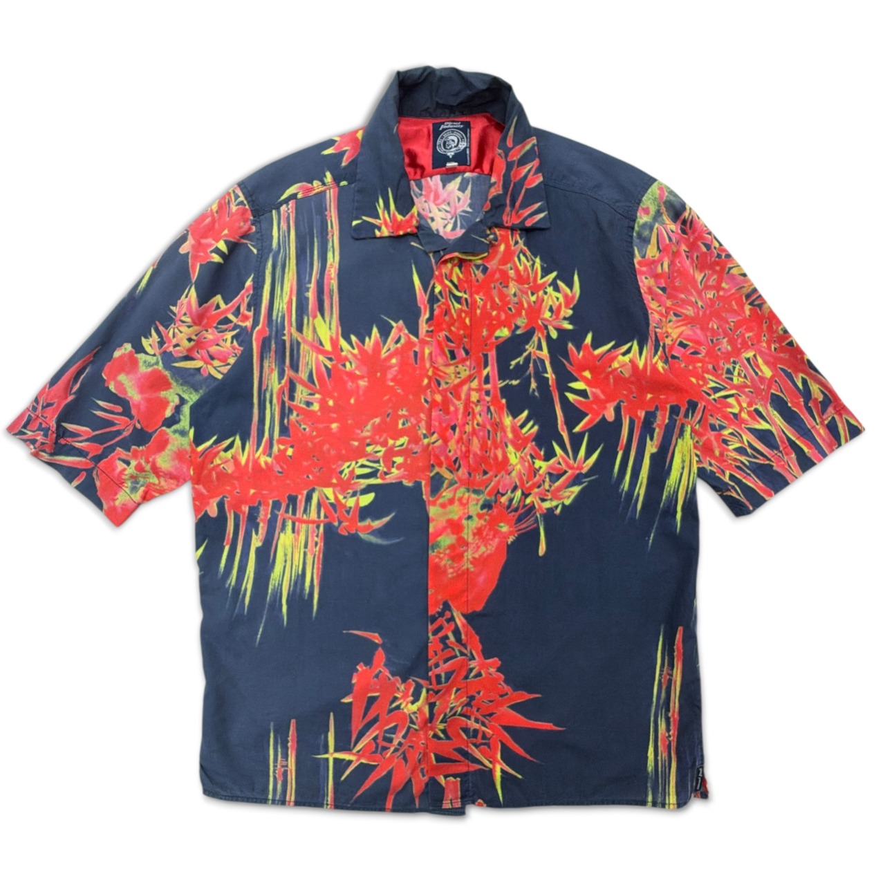 【DIESEL】harf shirt  ディーゼル　短丈　柄シャツ　オープンカラー　比翼