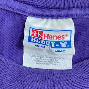 【HANES】90s USA製 X-LARGE ワンポイントロゴ Tシャツ バックプリント ハワイ サーフィン デザイン イラスト ヘインズ パープル 半袖  US古着