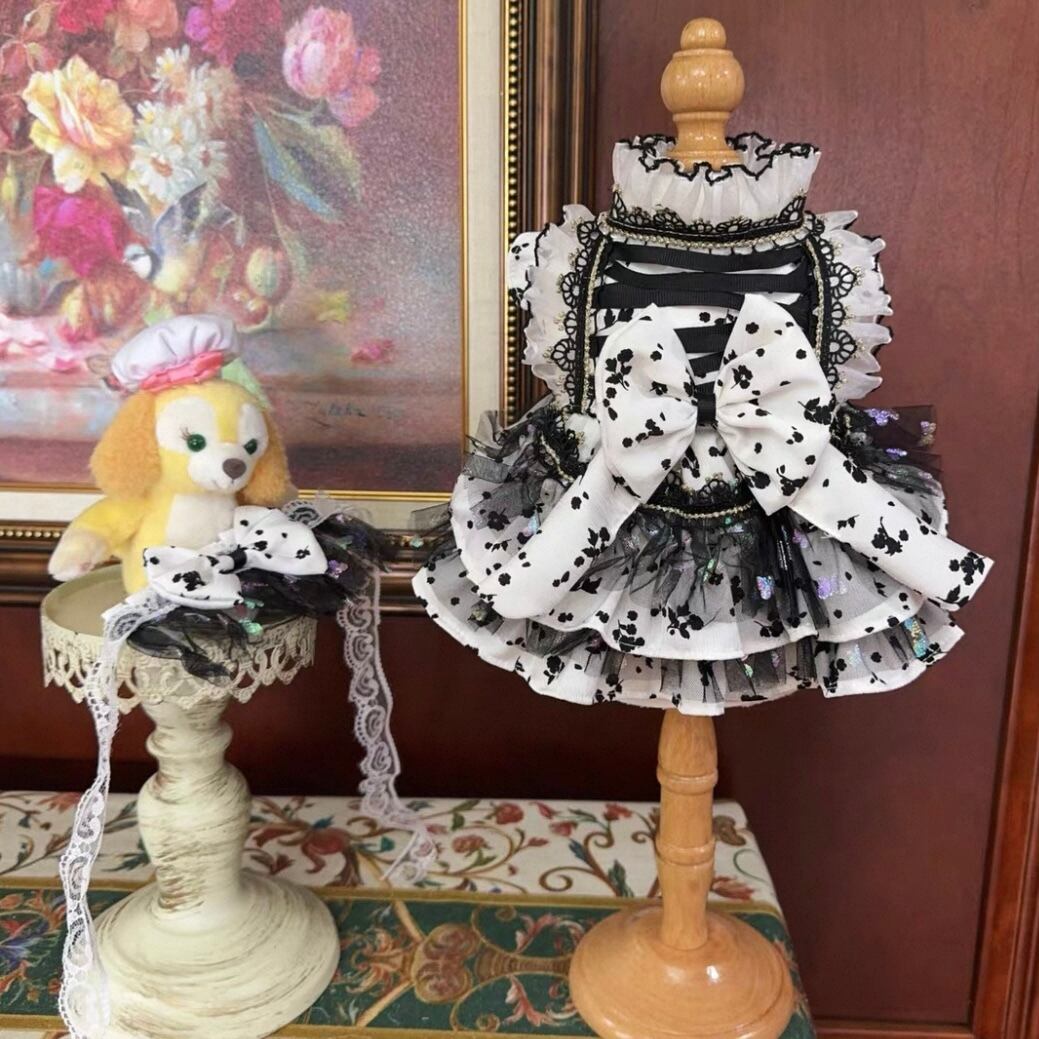 ブラック&ホワイトリボンワンピース 00144