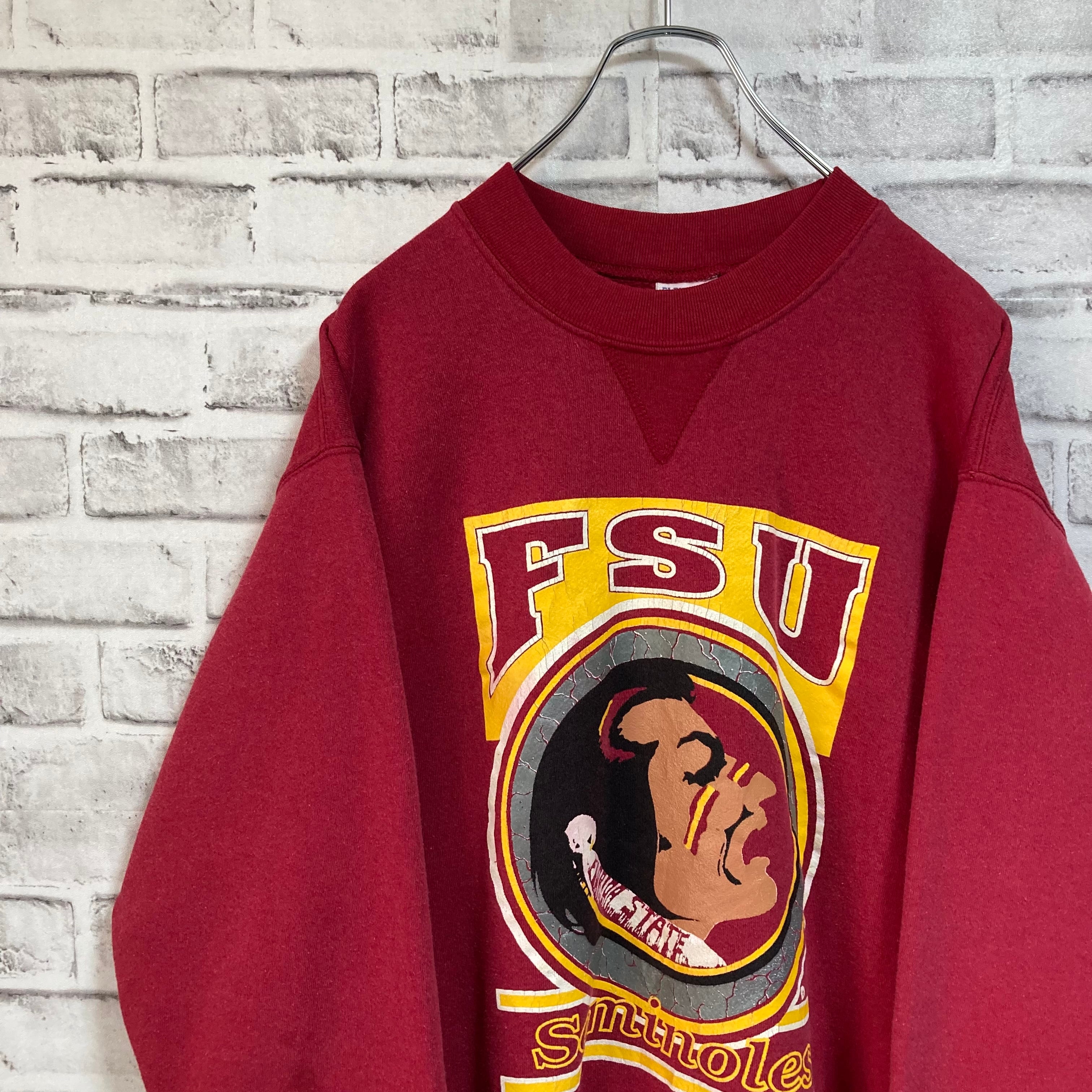 【FLEX WEAR】L/S Sweat L 90s Made in USA “Florida State University Seminoles”  フロリダ州立大学 カレッジモノ チームモノ スウェット トレーナー USA製 カレッジロゴ チームロゴ ボルドー ワインレッド アメリカ USA ...