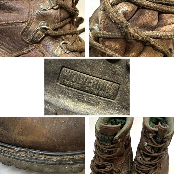 1点物◇ゴアテックスWOLVERINE雰囲気系レザーブーツ茶ワークブーツ古着