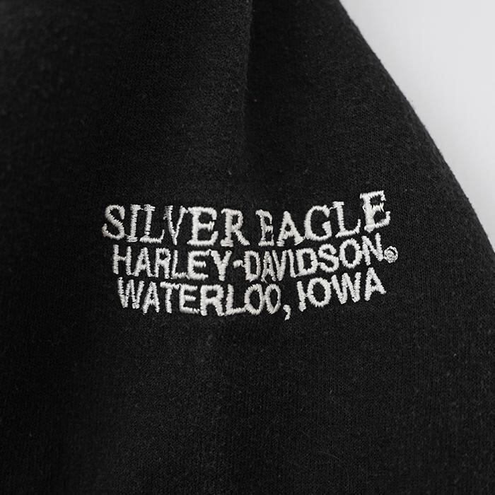 ハーレーダビッドソン ジップパーカー スウェット ロゴ刺繍 L ブラック 黒 白