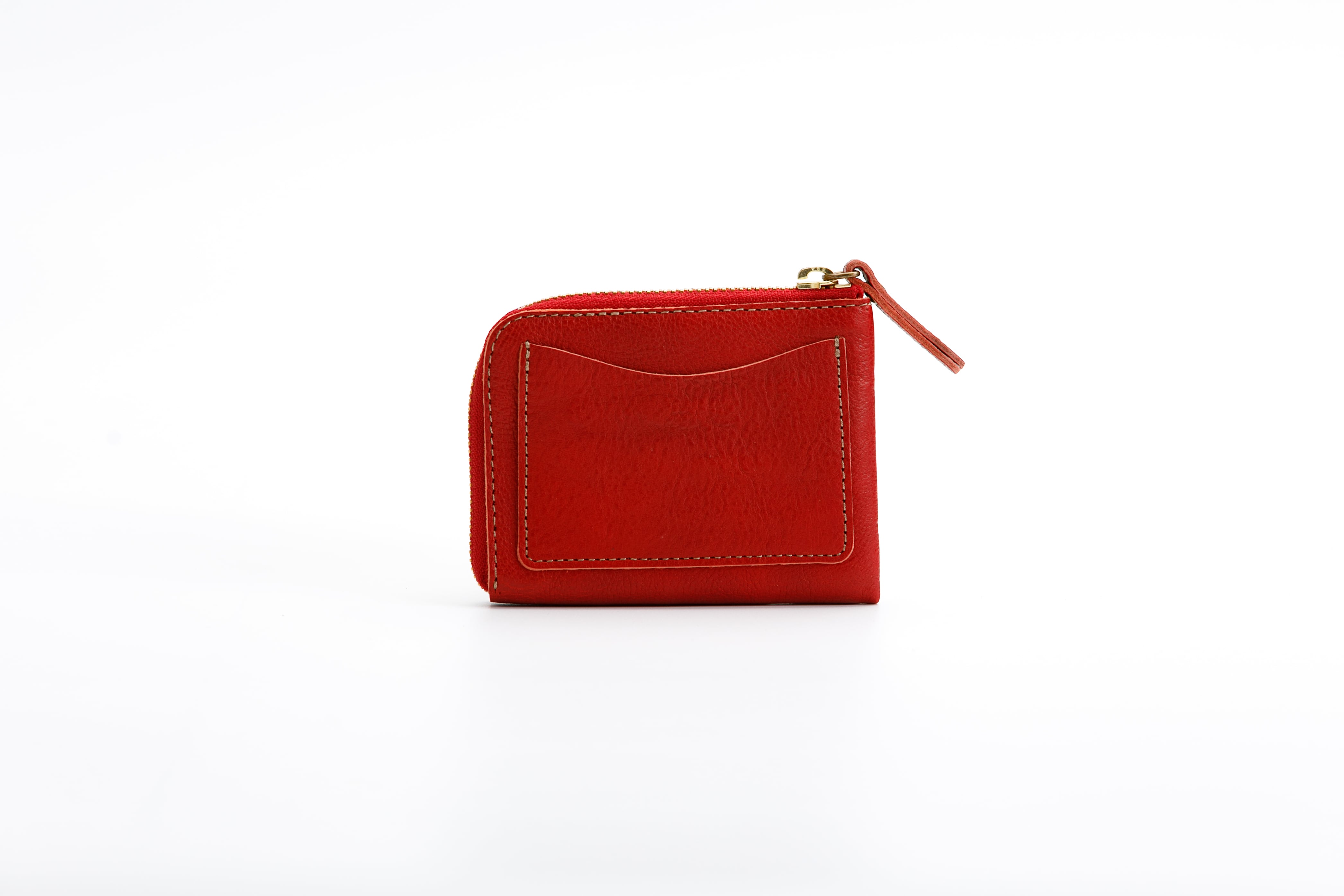かばん屋さんのL型ファスナーミニ財布 （レッド）本革 オシャレ レディース