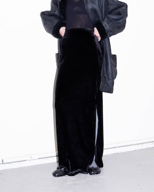 1990s side slit velour maxi skirt