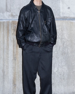 leather bomber jacket / patterned lining / From EUROPE