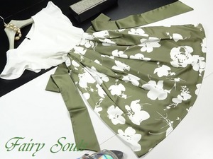 ★送料無料★M(9号）☆ウエストリボン花柄切替ワンピ(OPN5788)