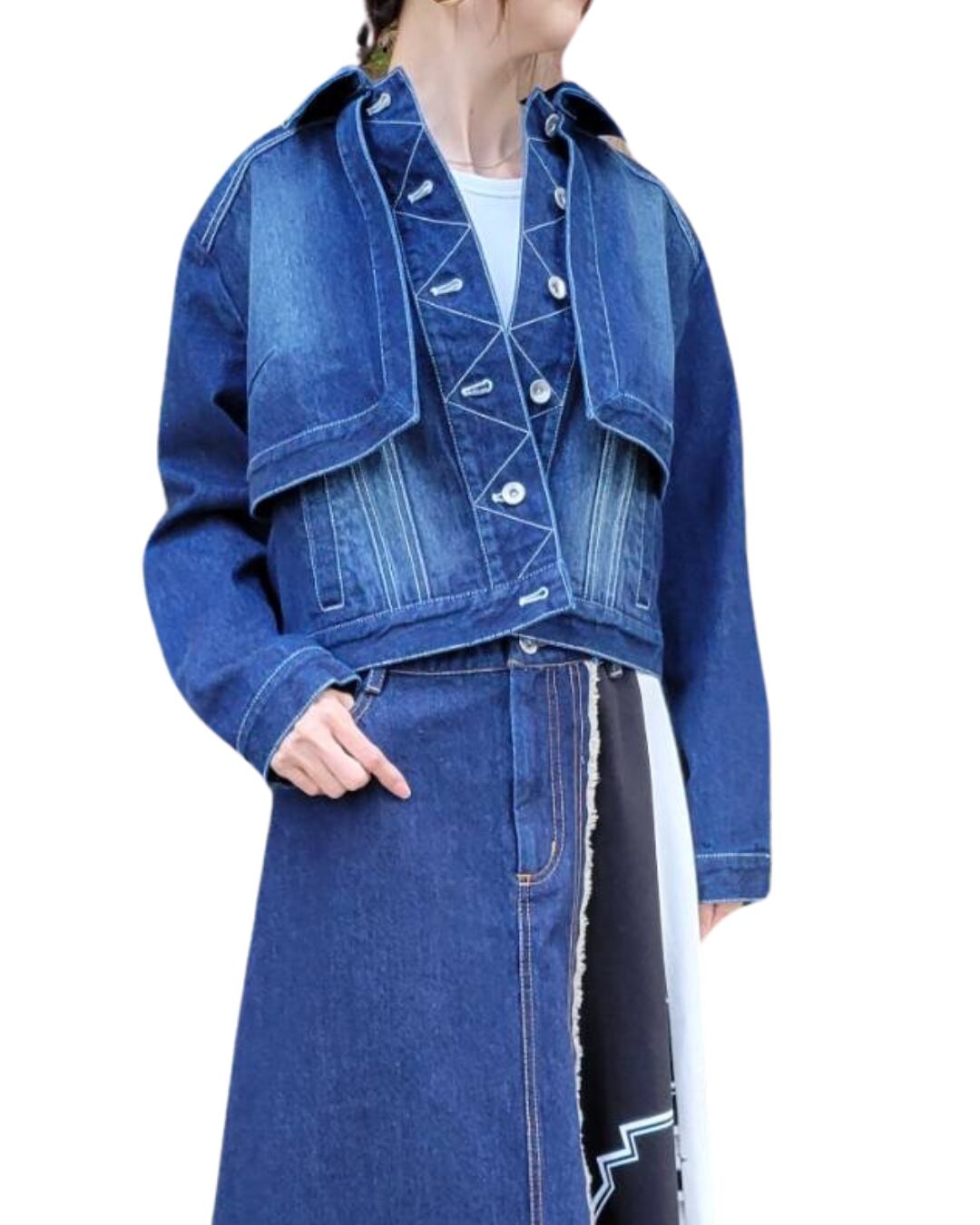 切り替えデニムジャケット(D8584) ネイビー×ネイビー Dos Diosas