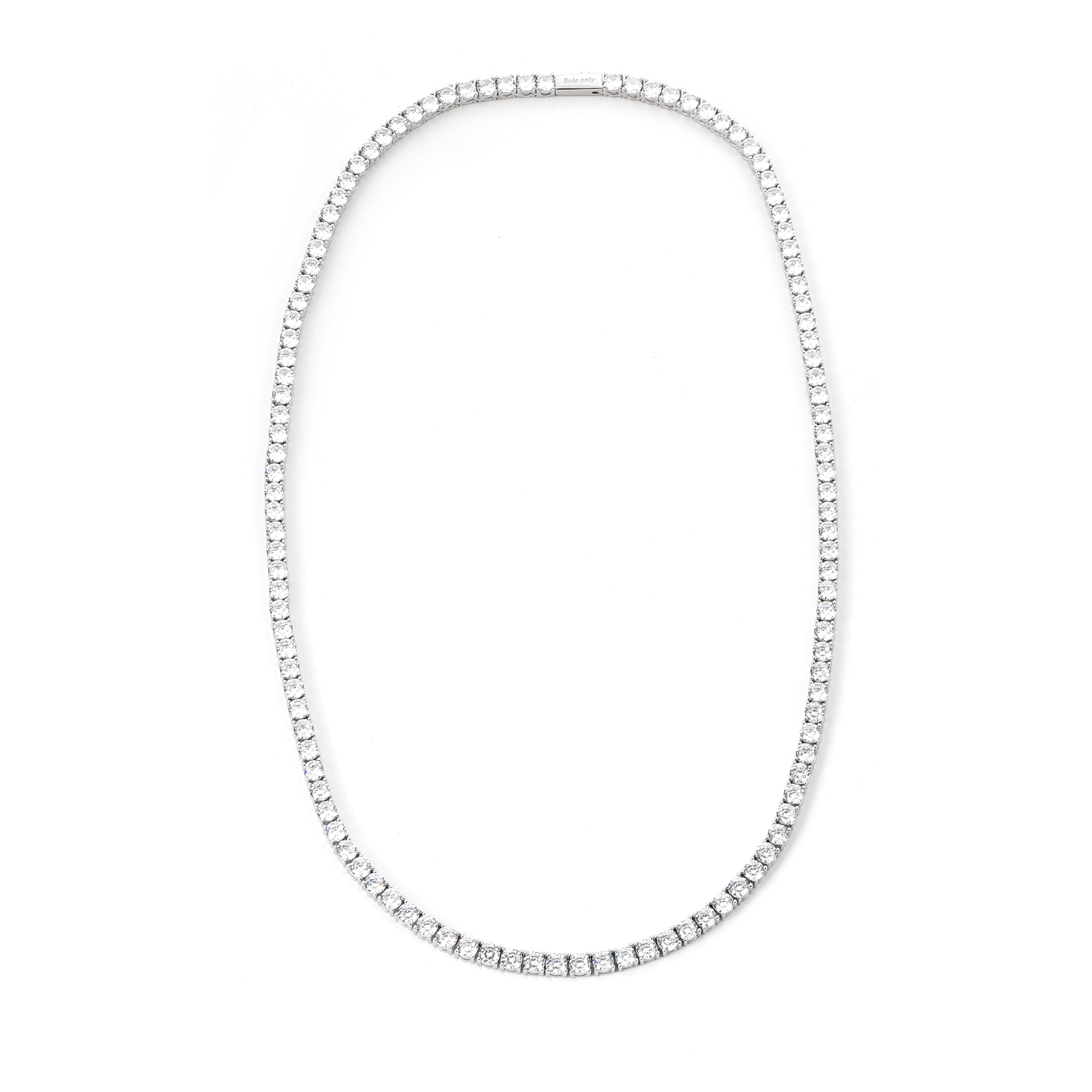 ole only CZ Diamond 4mm Tennis Chain Necklace Silver 16inch | $ole