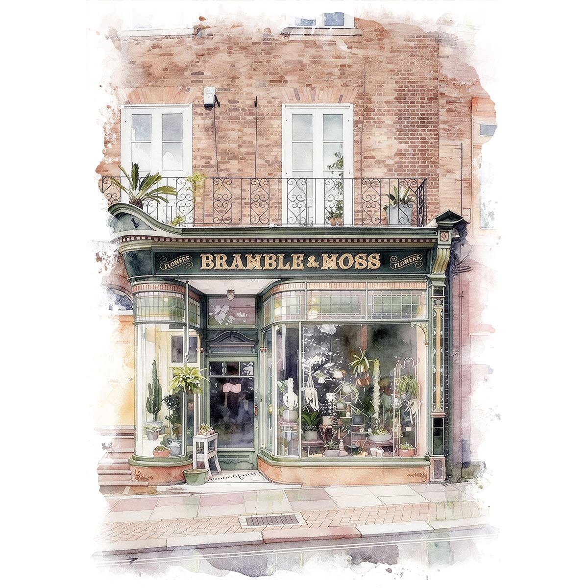 絵画 風景画(街並み) イギリス ロンドン リッチモンドの雑貨店
