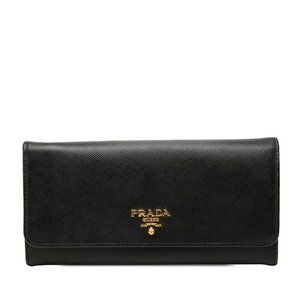 プラダ 二つ折り 長財布 1MH132 ネロ ブラック サフィアーノレザー レディース PRADA 【中古】