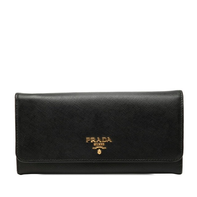 プラダ 二つ折り 長財布 1MH132 ネロ ブラック サフィアーノレザー レディース PRADA 【中古】