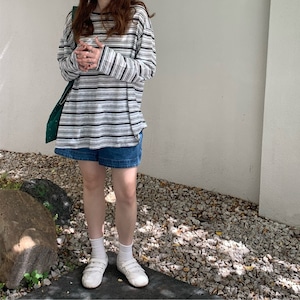 back ribbon border cut and sew top J00017