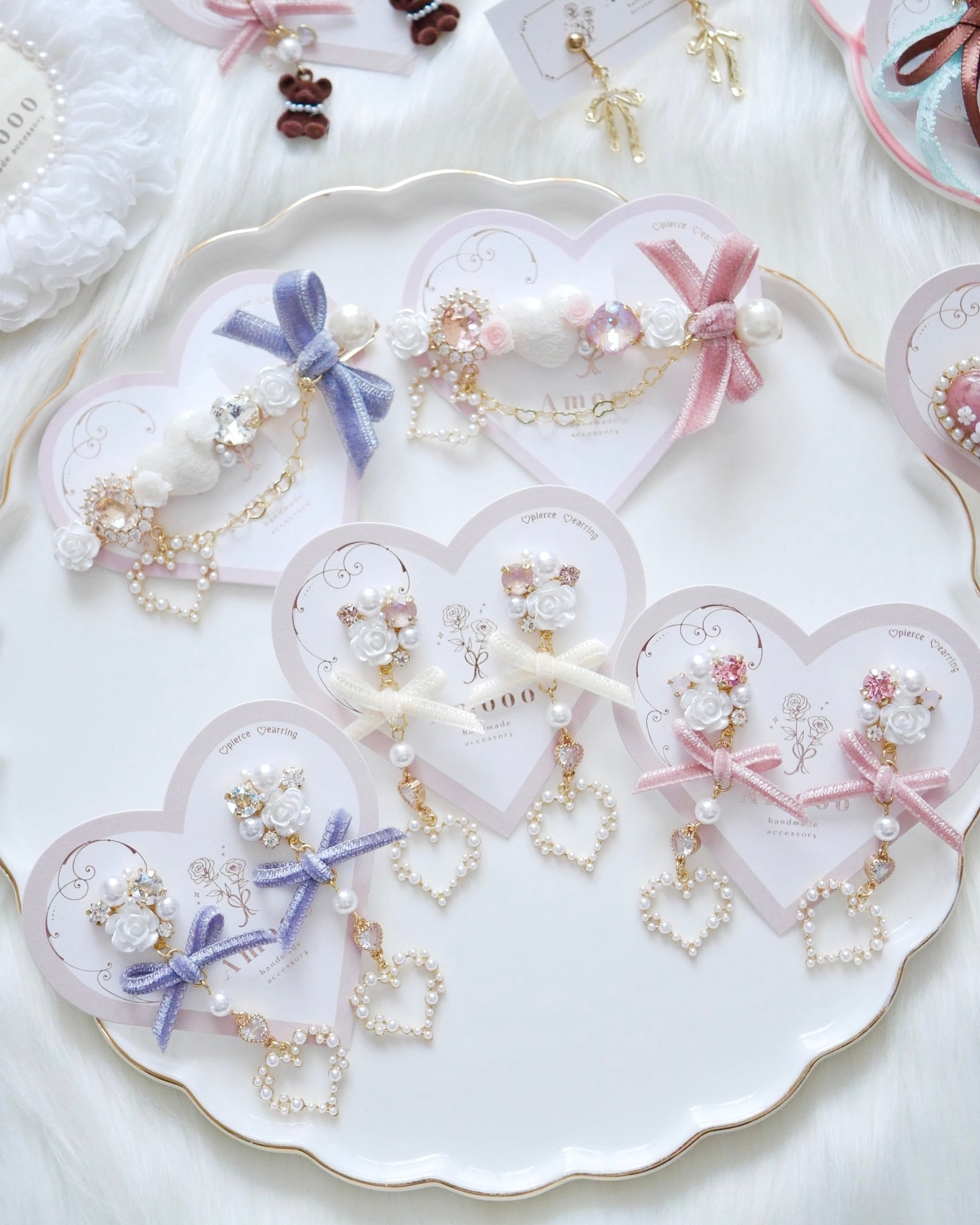 8916 スウィートローズビジューピアス/イヤリング | Amooo
