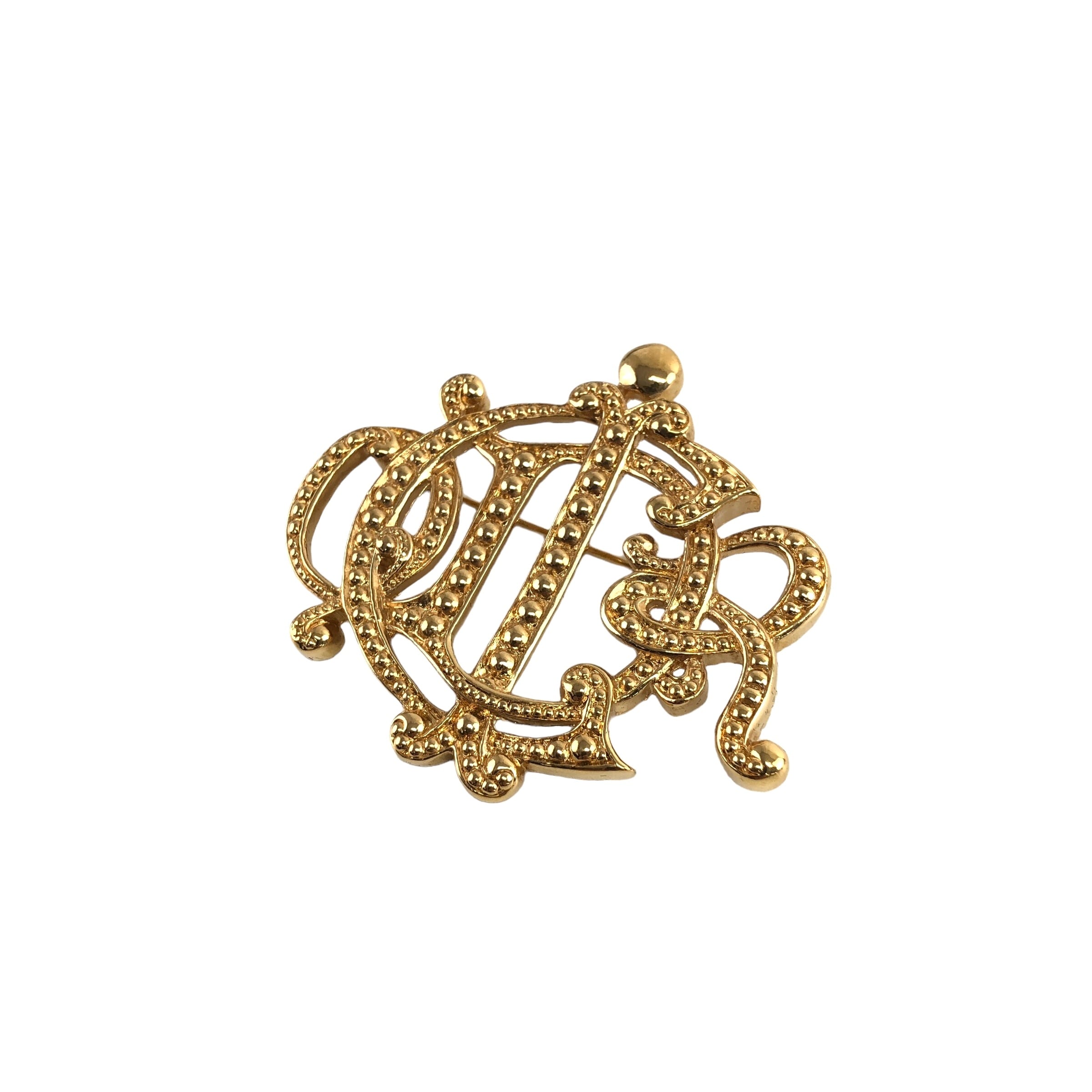 Christian Dior クリスチャン ディオール ブローチ ゴールド DIORロゴ