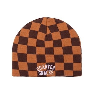 QUARTERSNACKS / CHECKERBOARD BEANIE TAN/BROWN