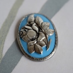 ヴィンテージ ローズのガラスとメタルのカボション(オーバル大・1コ)