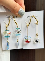 【片耳販売】日本の夏を感じる金魚鉢のミニチュアピアス イヤリング
