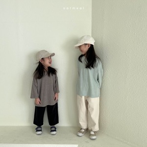 【oatmeal】7部袖ベイクラウンドTシャツ(くすみミント)100〜140cm