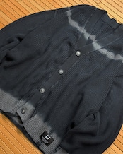 【数量限定販売】黒染めタイダイニットカーディガン 荒川ブラック