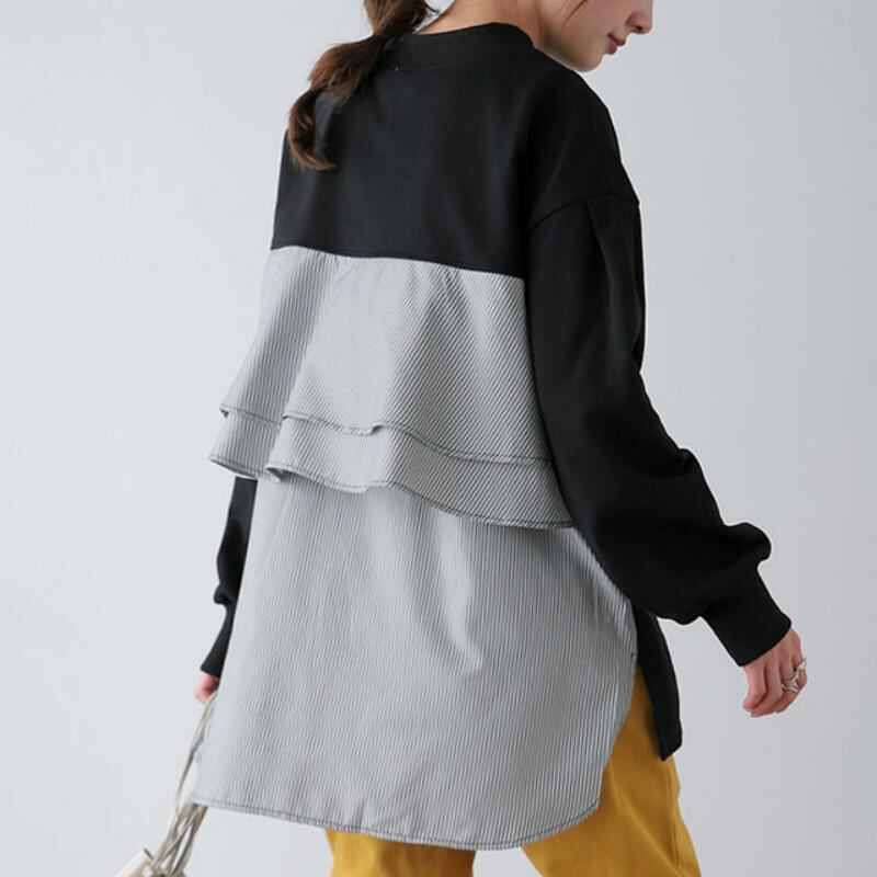 初回送料無料 春秋の新作 日系長袖Tシャツ ストライプ レーディスファション商品 人気上着