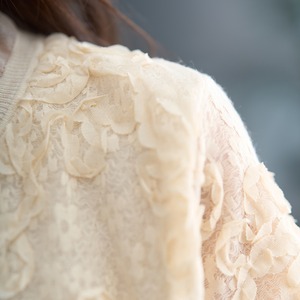 レースラウンドネックトップス A01202