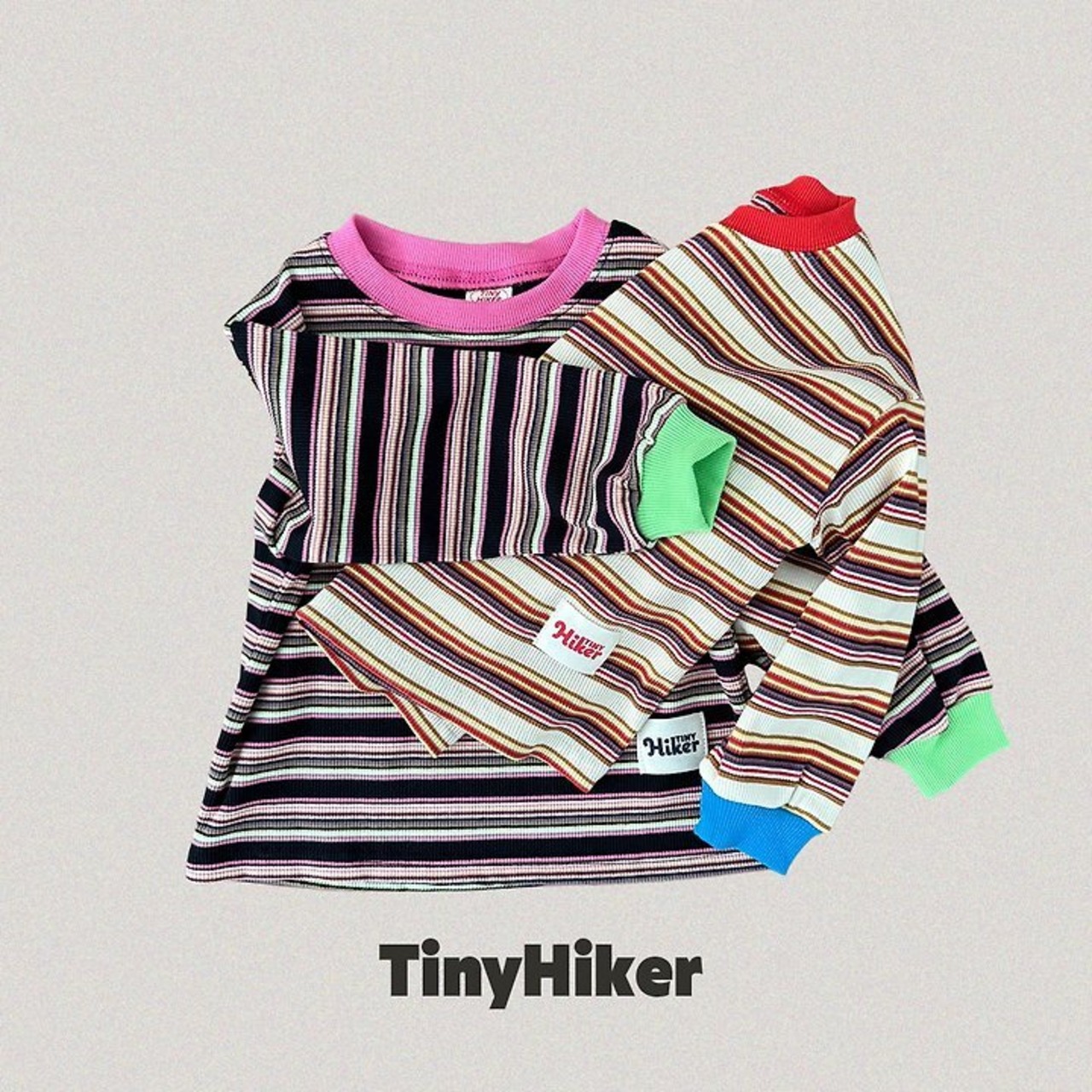 韓国子供服 / TinyHiker / 26Autumn / カラフルボーダー カットソー / 秋服 *XS~XL *