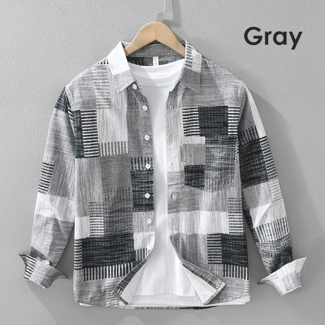 【M-3XL】Square Print Shirt / スクエア プリント シャツ