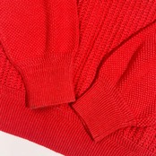 Crocodile クロコダイル ワンポイント刺繍 鹿の子風 ニット セーター M/朱色 レッド系 メンズ