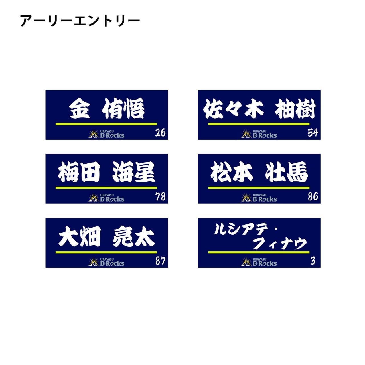 2024-25シーズン 選手フェイスタオル（アーリーエントリー選手、途中