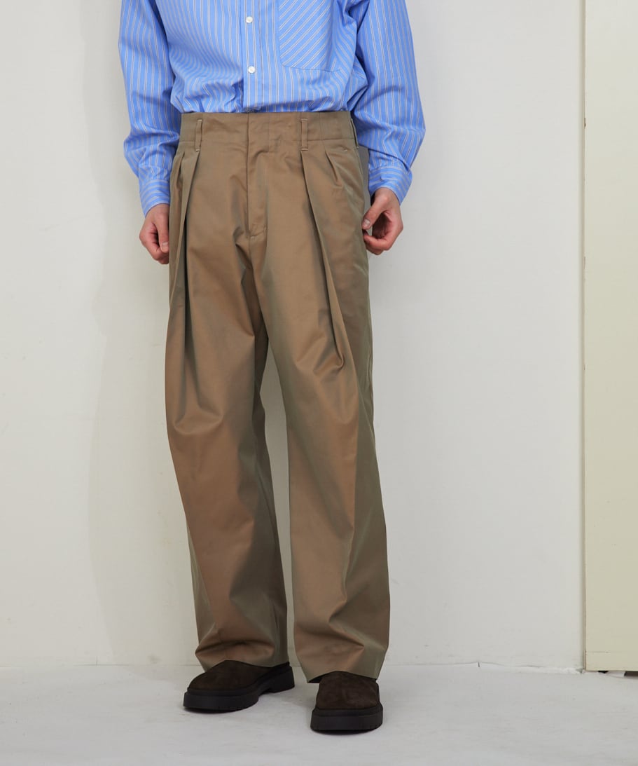 GABARDINE DOUBLE TUCK PANTS / ギャバジンダブルタックパンツ (BEIGE
