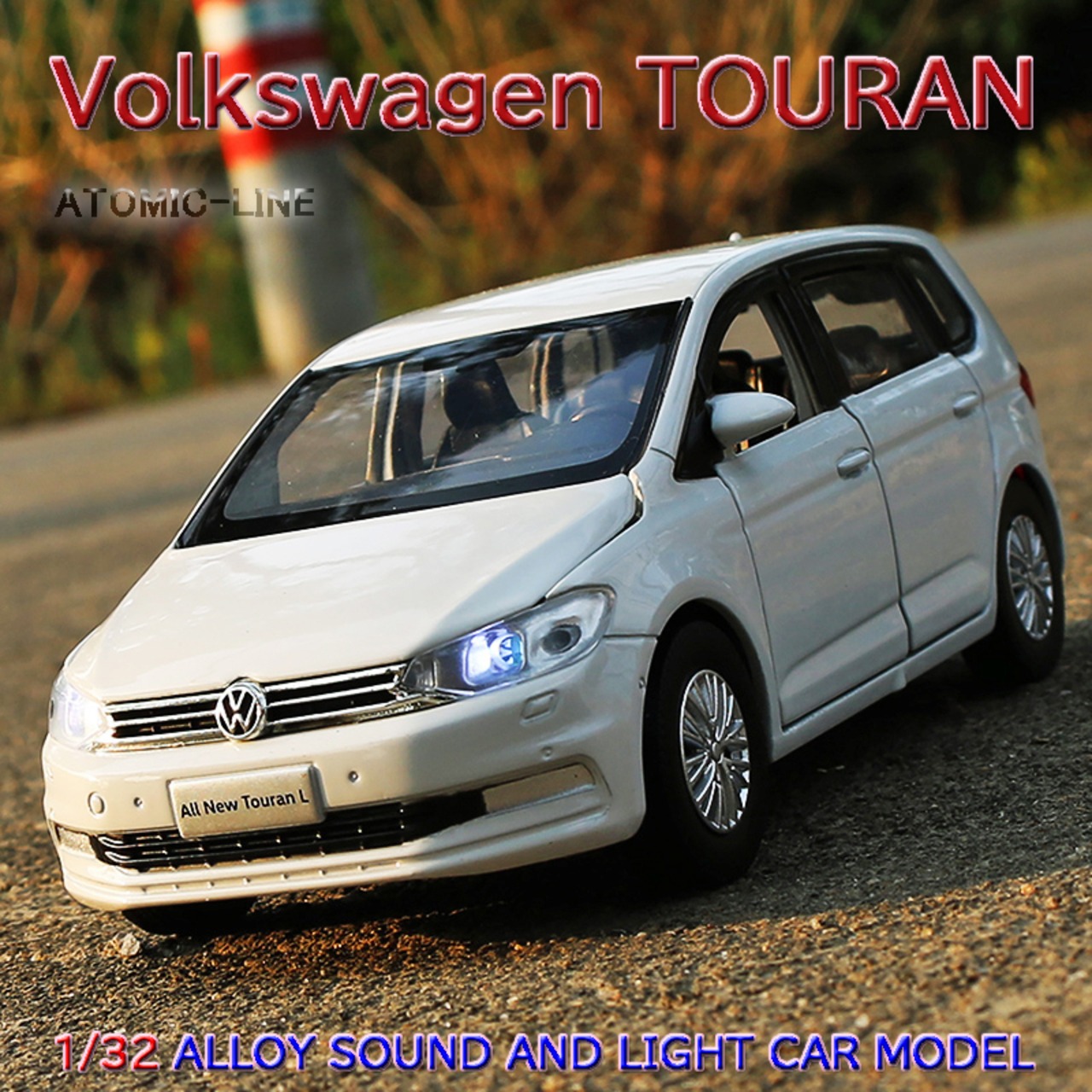 フォルクスワーゲン GOLF トゥーラン 1/32 ミニカー 全3色 ライト点灯 エンジンサウンド 合金モデル 模型 ジオラマ