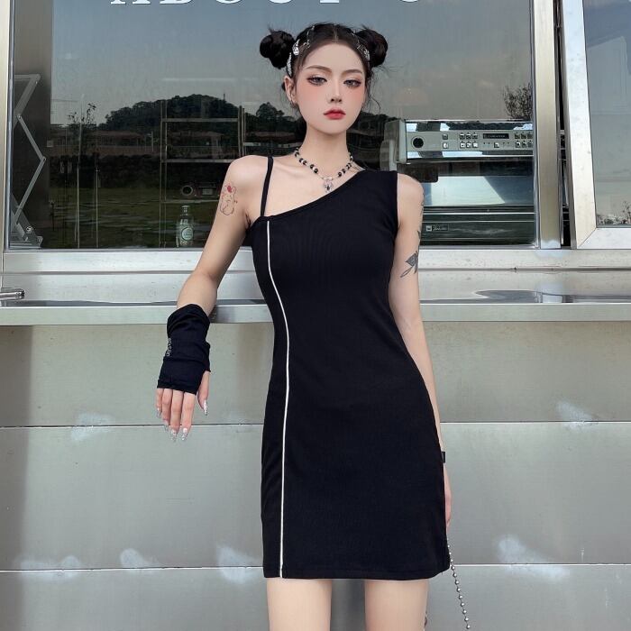 ニットドレス サマーブラックウェストスカート 夏物 ケッペル75962121786