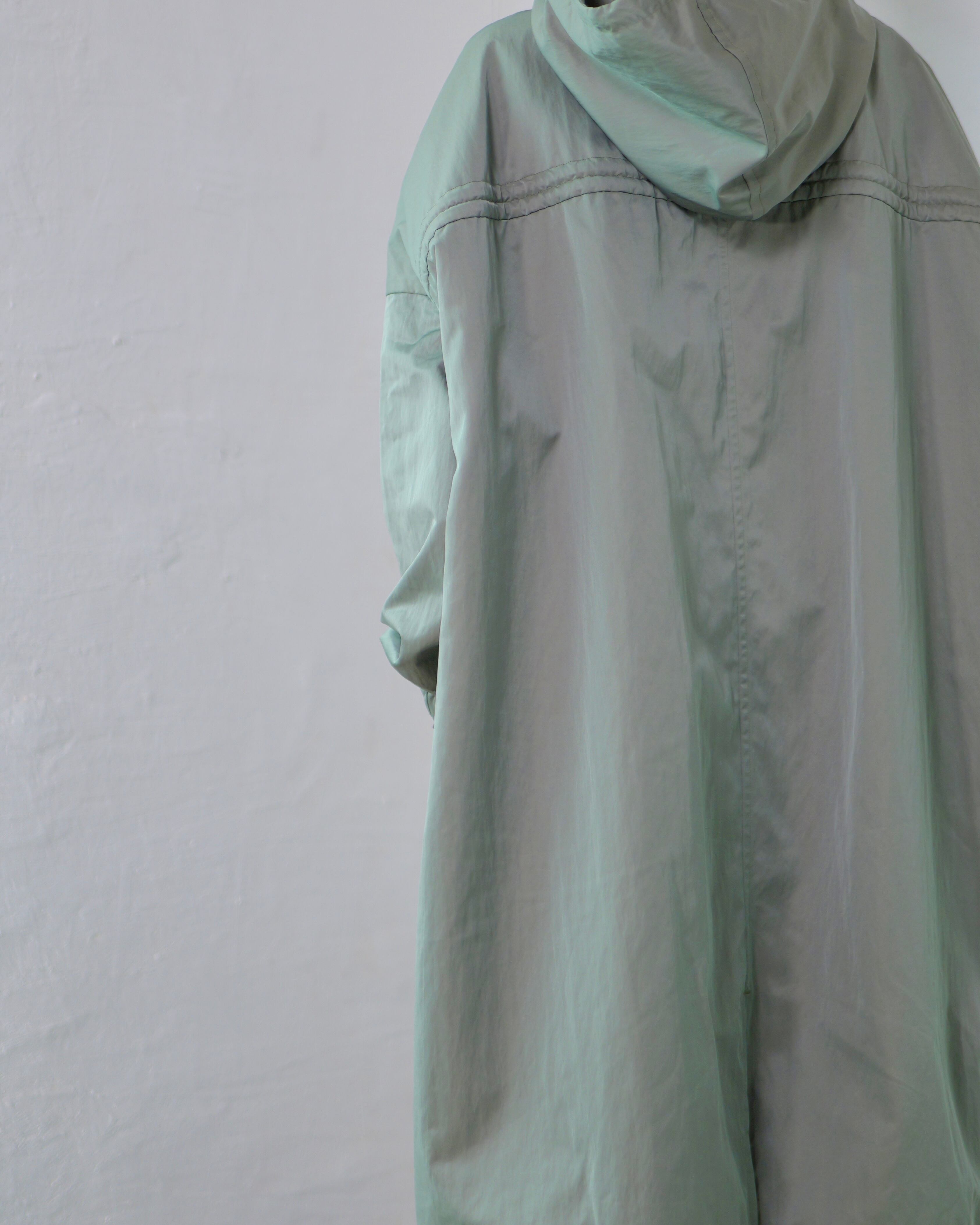 to-te - Drawstring Square Coat ：Slate Green｜撥水素材／微光沢