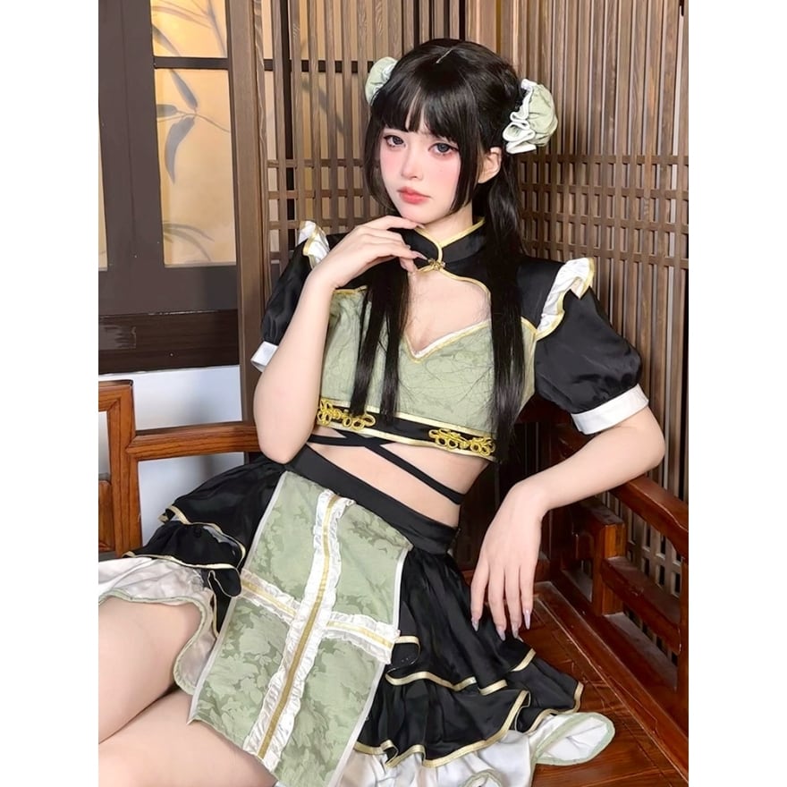 メイドワンピース チャイナ風 中華ロリータ メイドカフェ コンカフェ