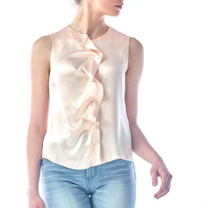 SILK SLEEVELESS BLOUSE - PINK BAIGE