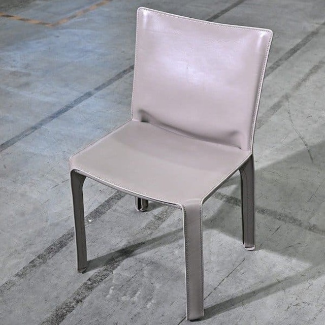 イタリア Cassina 27万「412CAB」アームレスチェア MARIO BELLINI 厚革 トープ リビング ダイニング カッシーナ キャブ マリオベリーニ 【 中古家具/中古インテリア/USED家具ユーズド家具/リサイクル】