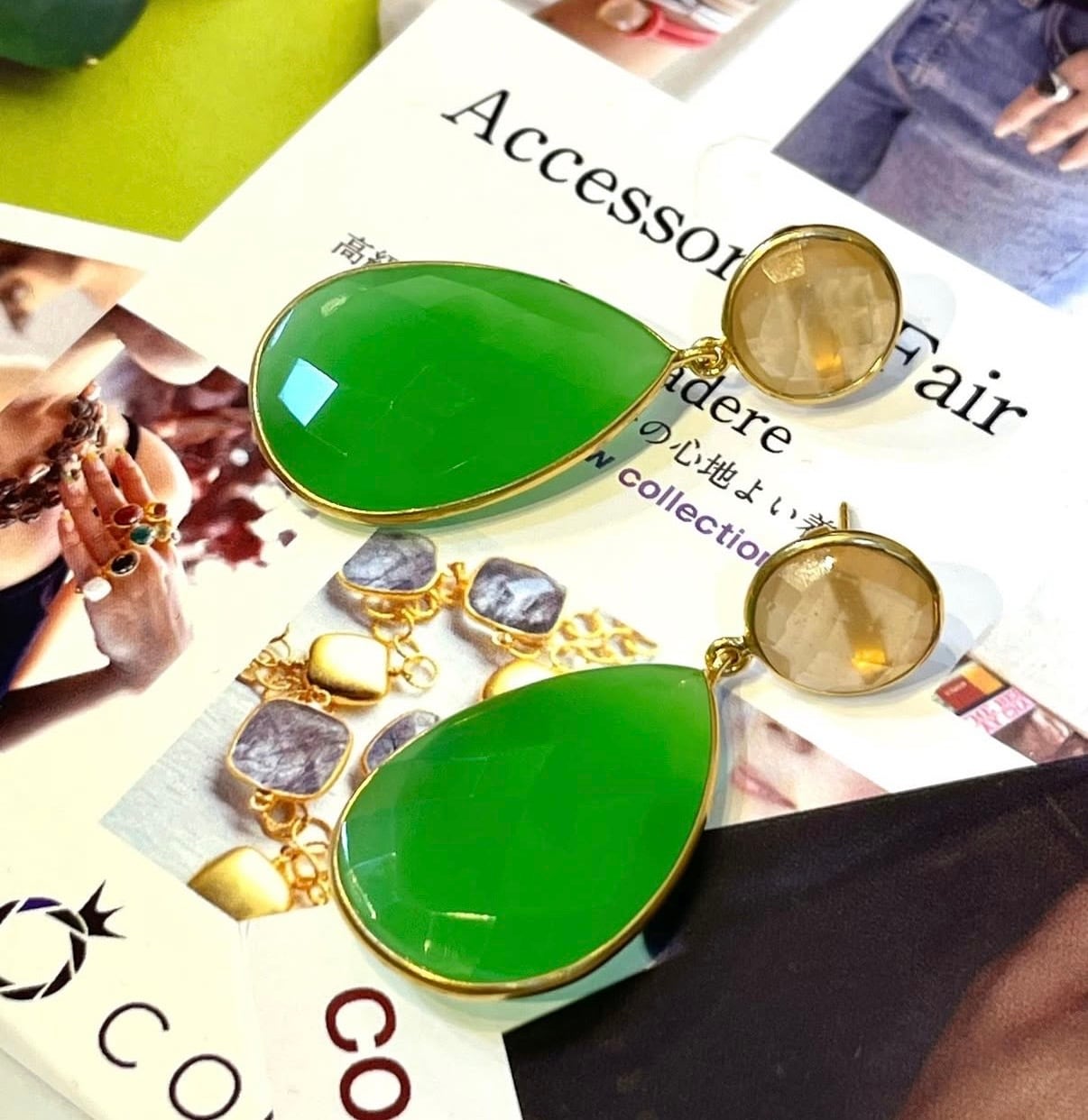 ビッグドロップ型ピアス/K18YGコーティング | couleur&radian