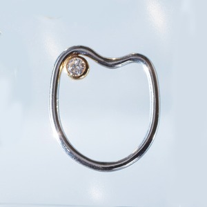 M JEWELRY  PT900/K18YGダイヤ ピンキーリング