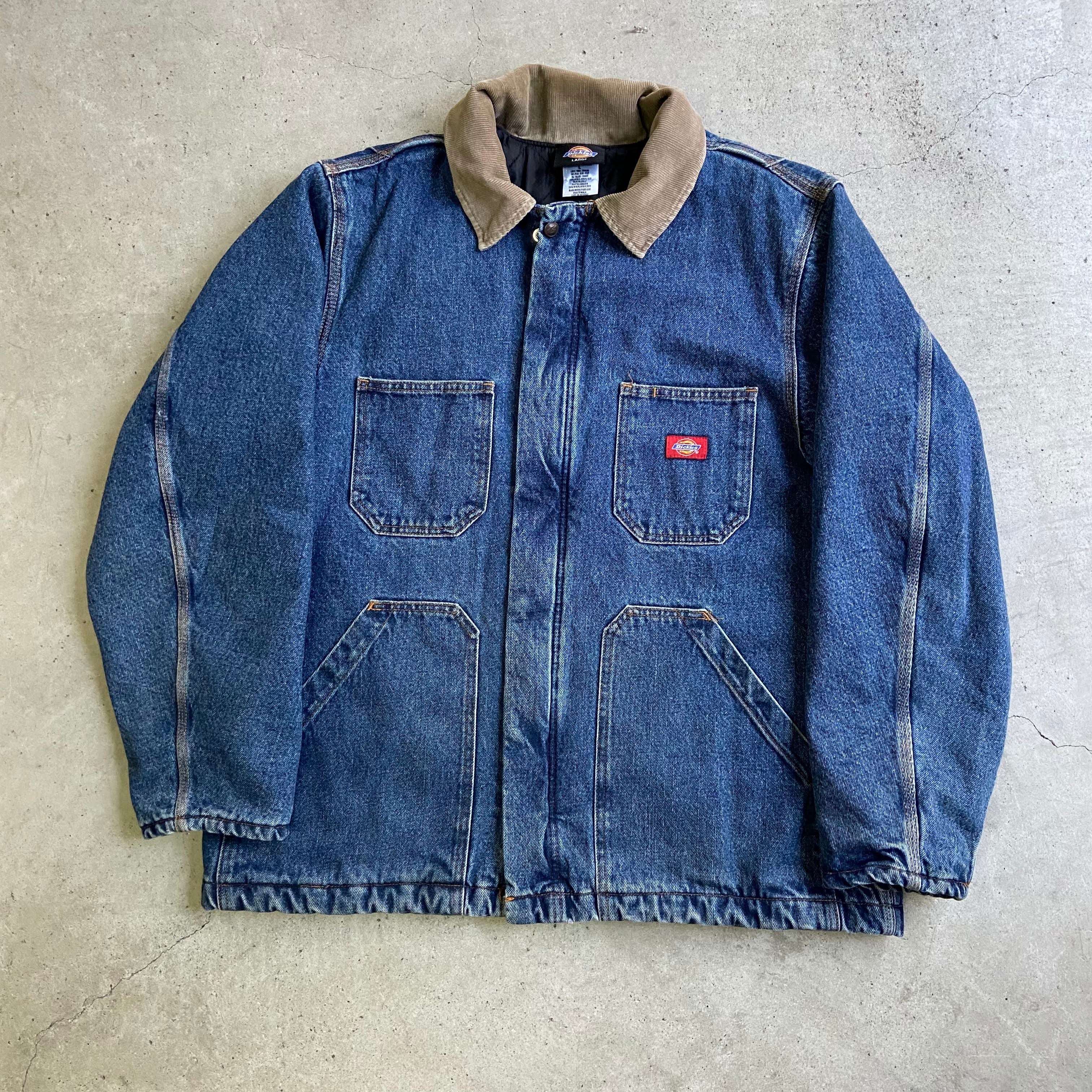 Dickies ディッキーズ 中綿入り デニムジャケット ブルゾン カバーオール メンズXL キルティングライナー  古着【ブルゾン・ジャケット】【SS2201-30】 | cave 古着屋【公式】古着通販サイト