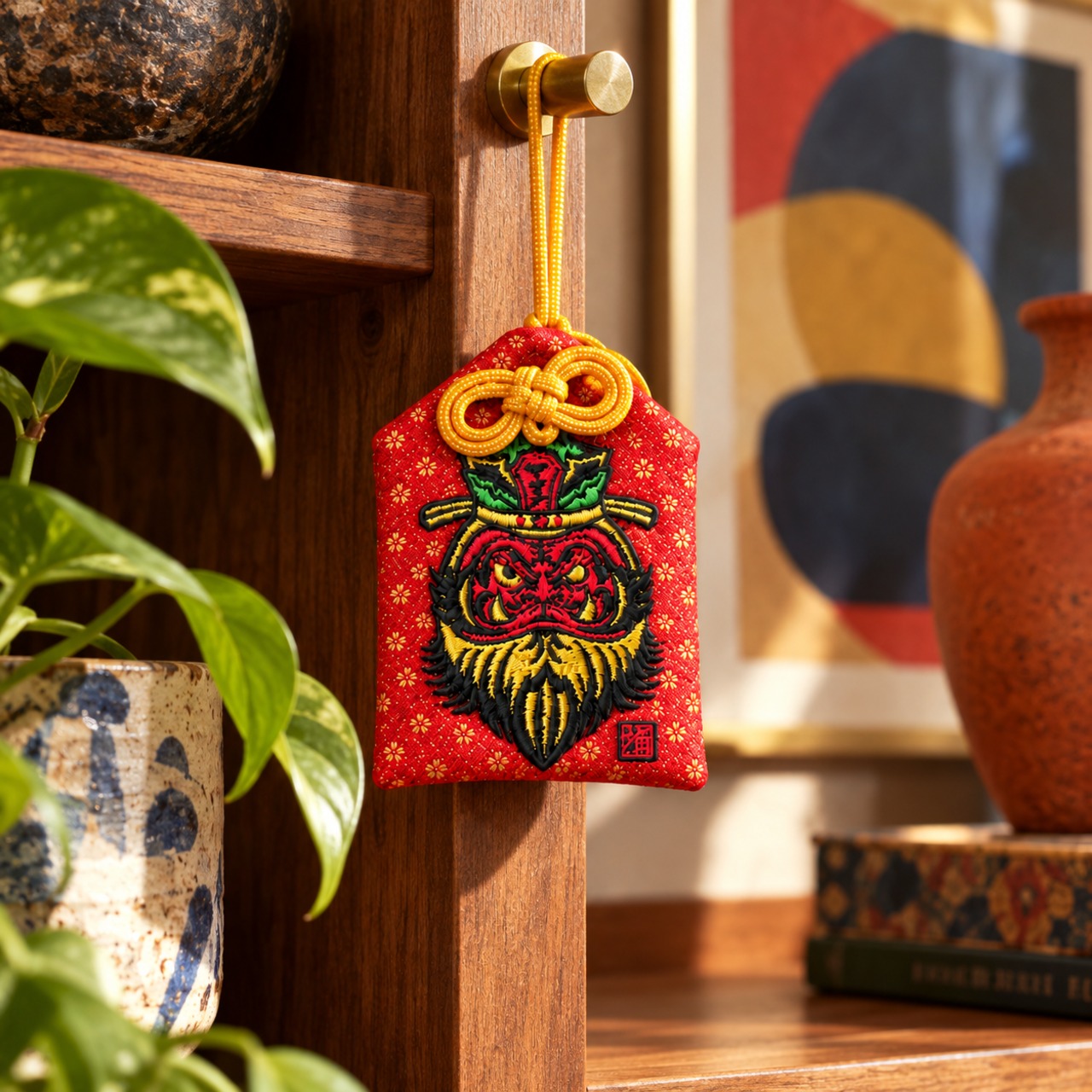 閻王達磨 刺繍御守り